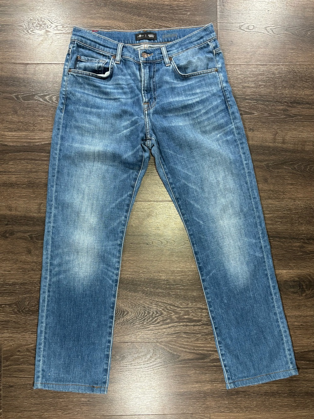 7 For All Mankind Men’s “Slimmy” Slim Cut Jeans in Medium Blue Wash 7FAM